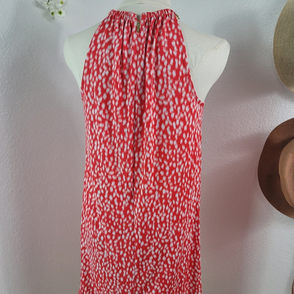 MICHAEL KORS CORAL & WHITE CHAIN NECK SLEEVELESS STRETCH DRESS SZ: M - Picture 12 of 16